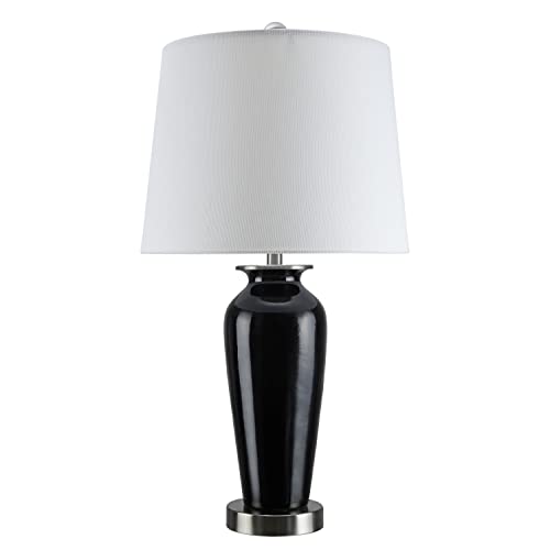 Lámpara de mesa Aspen Creative 25" H cuerpo cerámico negro base níquel