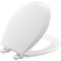 Bemis 500EC 000 Toilet Seat with Easy Clean & Change Hinges, Round, Durable Enameled Wood, White