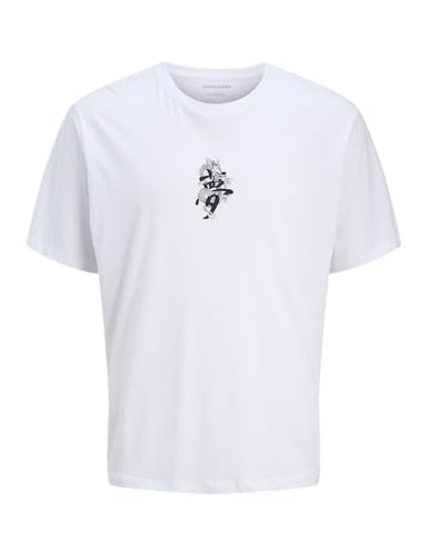 JACK & JONES Jjmiko tee SS Crew Neck PLS - Talla Grande, Blanco, 4XL