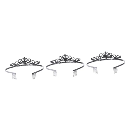 POPETPOP 3pièces Couronne De Mariage Strass Noir Pour Femmes Et Pince à Cheveux Élégante Accessoire De Fête Pour Cérémonies Et Événements Spéciaux...