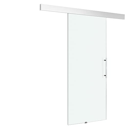 HOMCOM Porta Scorrevole Interna in Vetro Smerigliato con Binario e Maniglia per Bagno Cucina Studio 205 x 90 x 0.8cm