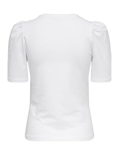 ONLY Damen Onllive Love 2/4 Pufftop JRS Noos, Weiß, XL – Ansicht 4
