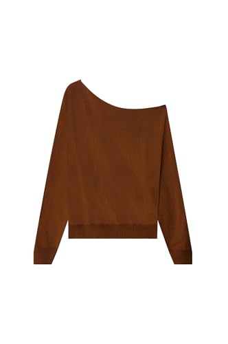 Image of Minnie Rose Womens Long Sleeve Off The Shoulder Cotton Cashmere Pull Over Sweater