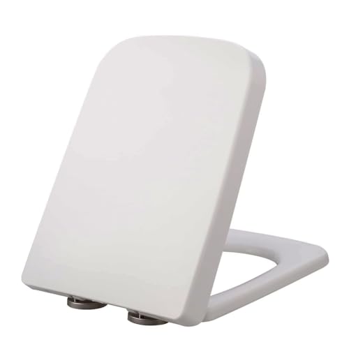 Giural Copriwater Rettangolare Sedile WC con Chiusura Ammortizzata, ASSE WC Quadrato da Polipropilene, ASSE WC con Sgancio Rapido E Cerniere Regolabili A 360°,04A