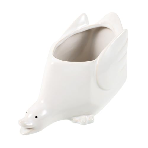 OUNONA Tubo de almacenamiento en forma de pato cubiertos Pararse cesta escurridor de utensilios pequeño escurreplatos soporte para palillos soporte para cuchara de cocina cerámica blanco