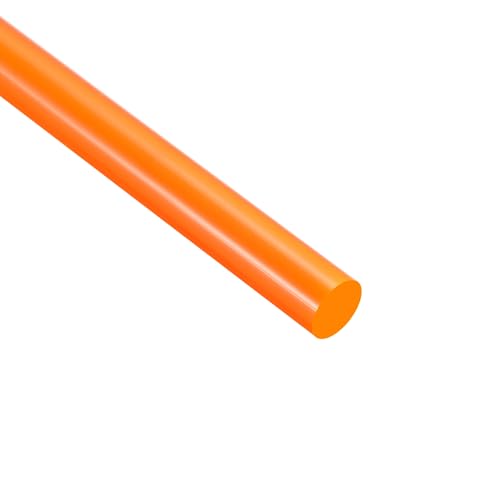 Image of uxcell Acrylic Round Rod, Orange,1 /2 inch Diameter 18-1 /8 inch Length, Solid Plastic PMMA Bar Stick 3pcs