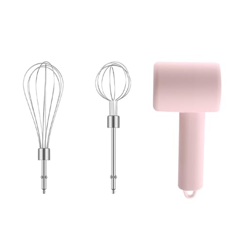 Pissente Batidora de Mano Eléctrica de Acero Inoxidable 304, 3 Velocidades, Recargable por USB, Batidor de Huevos Portátil para Hornear, Cocina, ABS, Diseño Compacto y Ligero (Rosado)