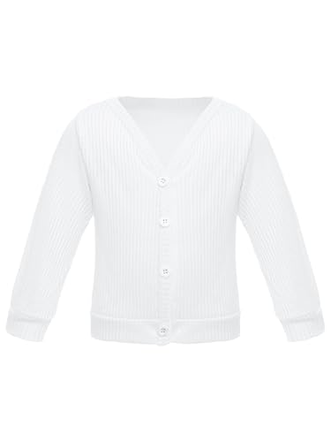 Little Girls Knit Cardigan Sweaters Solid Color Long Sleeve V-Neck Button Down Shirt Outwear Tops