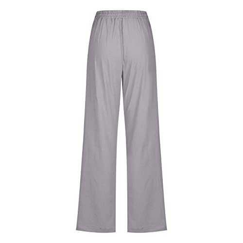 Cotton Pants for Women with Pockets High Waist Drawstring Loose Fit Lightweight Pants Breathable Casual Workout Trousers3