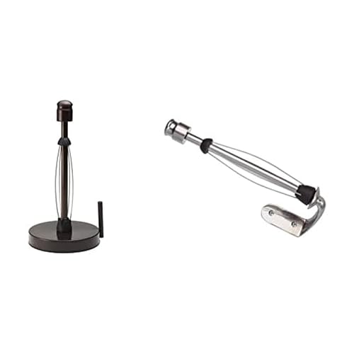 Image of Kamenstein Perfect Tear Paper Towel Holder, 13-Inch, Bronze & 4554ASB Perfect Tear Patented Wall Mount Paper Towel Holder with Rounded Finial, 14-Inch, Silver