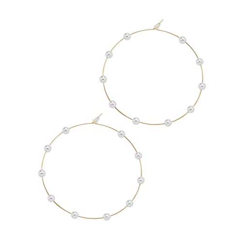 Boucles d'oreilles grandes cerceaux en perles pour femmes en or et argent