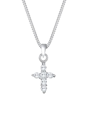 Collier croix femme argent sterling 925 pendentif élégant serti de cristaux de zircone