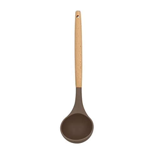 MENASTYL - Louche en silicone avec manche en bois ELIOTT - 5040184 - Idéale pour servir soupes, plats en sauce, pâte à crêpes
