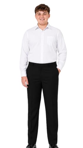 Image of Boys Men’s Regular Leg School Trousers Plus Size Sturdy Fit Relaxed Waist S–7XL (BLK 6XL)
