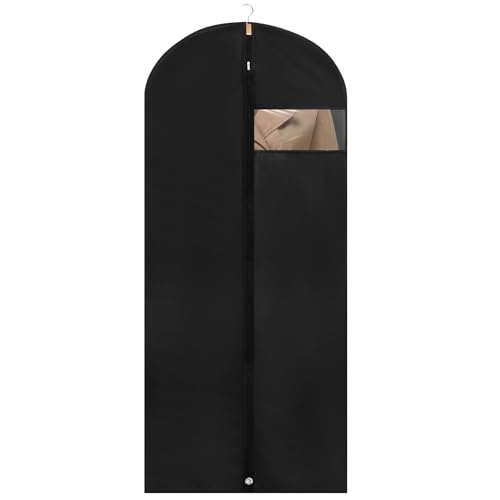 Dntorx 1 Pack Garment Bags with Clear Window, 60 Clothes Covers with Zipper, Transparent Hanging Suit & Coat Covers for Closet Storage, Jackets, Dresses, Windbreakers