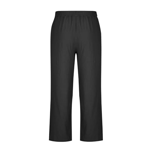 Linen Pants Men Lightweight Oversized Wide Leg Pants Summer Loose Fit Classic Drawstring Elastic Casual Pants Pockets3
