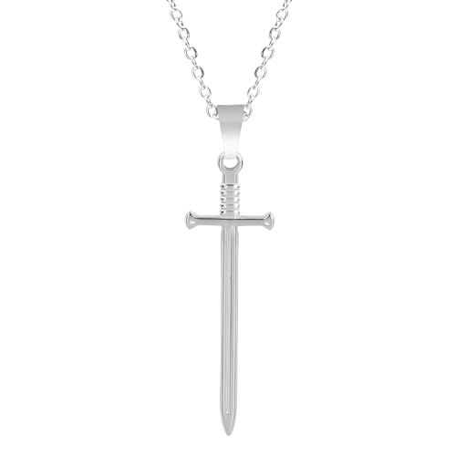 Collier Épée Gothique Argent 925 Dague Vintage et Oxydes de Zirconium Éclatants