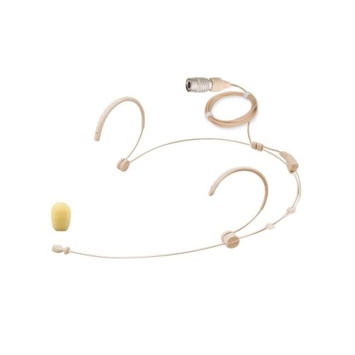 Generic Replacement Headset Headworn Microphone for Audio-Technica ATW-T1001 Beltpack transmitter, Condenser, Omnidirectional, 4-Pin Hirose (HRS) Female Connector, Beige