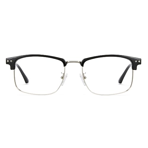 Cyxus Men Blue Light Blocking Glasses Half Rimless Computer Gaming Glasses Square Fashion Glasses For Men 8133 Black Silver thumb #7