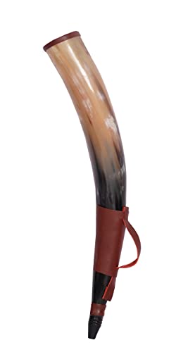 Reed Horn Handcrafted Buffalo Horn Bugle - Medium Sound - Norse Cosplay, Festivals, Ceremonies - Unique Gift (With Holder, 16 inches)
