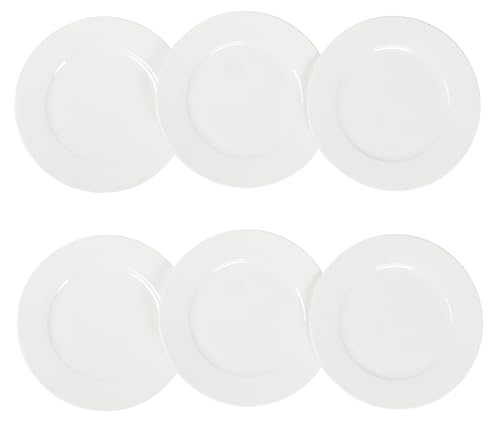 9 Inch White Bone China Dinner Plates, Set of 6, 23cm Small Dinner Plates, Lightweight & Stackable Round Dishes, Microwave and Dishwasher Safe - Image 5