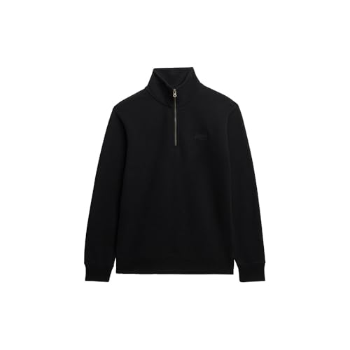 Superdry Mens Essential Logo Henley Half Zip Sweatshirt (UK, Alpha, 3XL, Regular, Regular, Black)