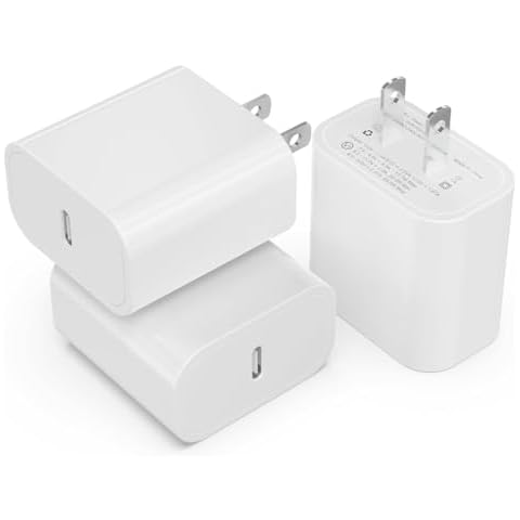 3Pack USB C Charger Block 20W, iGENJUN PD 3.0 Type C Charger Wall Charger USBC Power Adapter Brick Cube Fast Charger for Phone 16/16 Pro/15/14, Galaxy, Pixel, AirPods Pro-White Cover