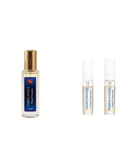 Image of MYSTIC AURA Ember Dance Pour Homme | 20ml EDP + Discovery Pack (2x3ml) | Spicy Aromatic Fragrance, Long Lasting Luxury Scent, Includes 2x3ml (Dark Amulet + Ember Dance), Vegan & IFRA Compliant