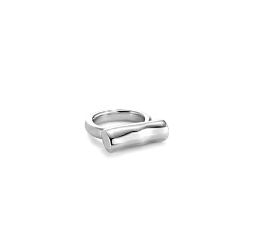 Bague en argent plaqué Uno de 50 avec tube horizontal au design artisanal unique