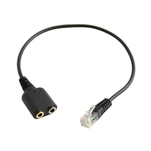 SHINEOFI Headset Converter 3.5mm to Rj9 Jack Adapter for Pc Headset and Telephone Use Dual 3.5mm to Rj9 Headphone Adapter Compatible Standard Telephones and Computers