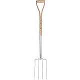 Berry&Bird Garden Digging Fork, 37.4' Stainless Steel Garden Spading Fork with D-Grip Handle, 4-Tine Heavy Duty Long Handled Pitchfork with Ash Wood Handle for Digging, Planting, Cultivating, Aerating