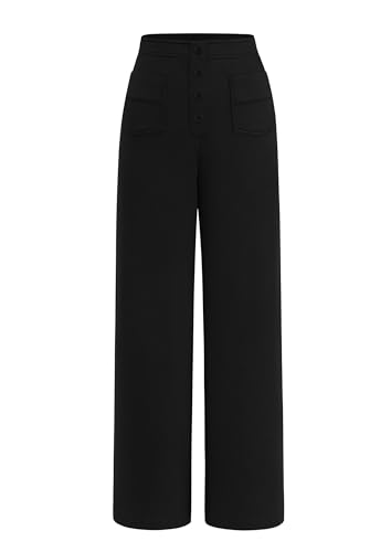 PRETTYGARDEN Women's Dressy Casual Dress Pants 2025 Fall Straight Leg High Elastic Waisted Stretch Trouser Slacks