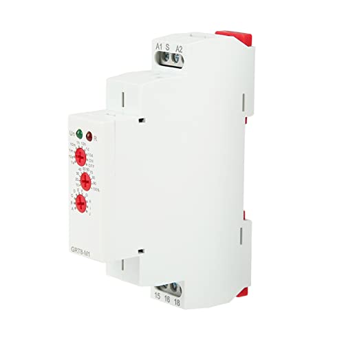 Ailao Rele Temporizador 220V GRT8‑M1 Relé de tiempo de retardo multifuncional con 10 funciones Montaje en riel DIN para equipos industriales, control de il.
