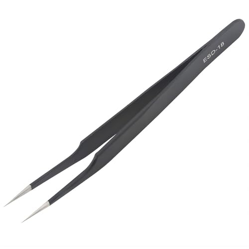 Pince à épiler ESD-18 en acier inoxydable antistatique à pointe fine et pointue, pour travaux manuels, outils de réparation de téléphone portable