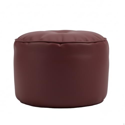 Image of Premium Faux Leather Footstool /Footrest /Pouffe | EPS Beans Filled | Ready to Use | Soft Cushioned Ottoman | Durable Leatherette Finish | Living Room, Bedroom & Office Color- (Maroon)