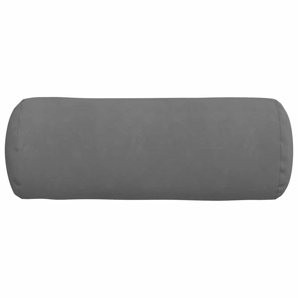 2 cuscini traversini, colore grigio scuro, diametro 25 x 70 cm, morbido tessuto in microfibra con imbottitura in poliestere, sfoderabili per divano, letto, sedia