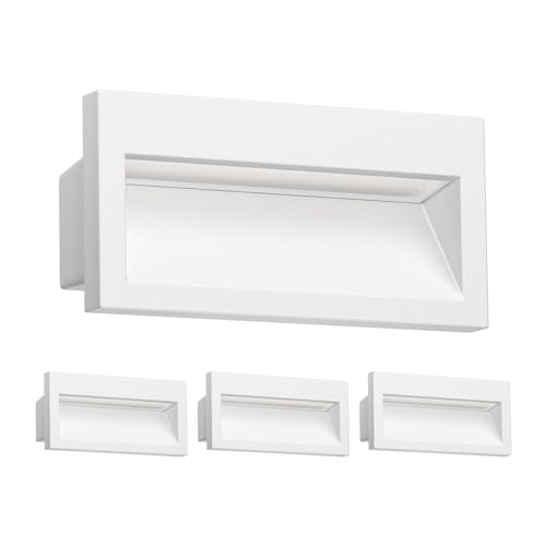 ledscom.de 4 pièces LED encastrées au mur NOLA, downlight pour l'extérieur, IP54 mat, 140 x 70mm, blanc chaud