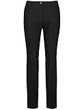 Gerry Weber Damen Hose mit Bügelfalten Hose Tuch/Kombi verkürzt Hose unifarben leicht verkürztes Bein Schwarz 34