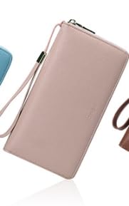 Portafogli pelle da donna con cerniera lunga portafoglio per carte di credito viola Viola Narmall Moderno