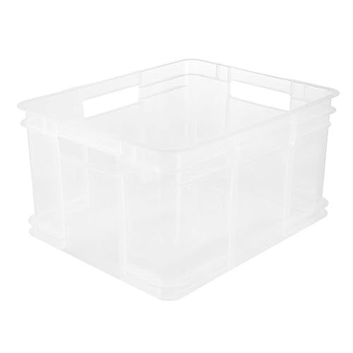 keeeper Caja de almacenaje Eurobox XL, Plástico robusto (PP), 43 x 35 x 24 cm, 28 l, Bruno, Transparente neutro