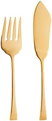 WOLFF - Conjunto 2 Peças Faca e Garfo para Servir de Aço Inox Ber...