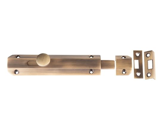 Kooples Hardware Architectural Slide Door Bolts – Heavy Duty Straight Slide Bolt for Doors, Gates & Cabinets – Modern Brushed or Polished Finish with Screws Included (Antique Brass, 150x35mm)