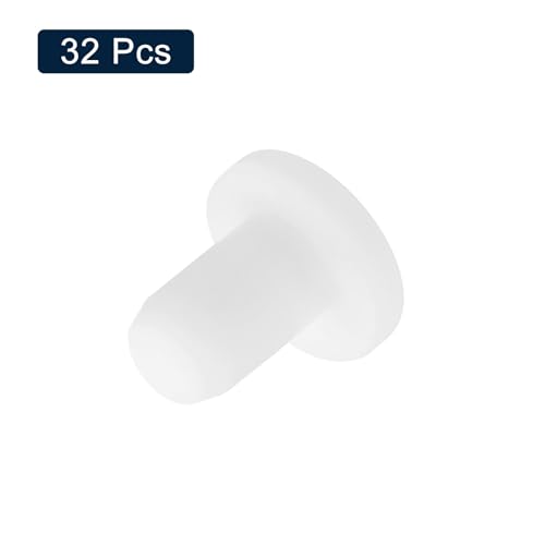 Image of uxcell 32 Pieces White Rubber Stopper, 4.8mm Plug Holes for 4.5mm /0.18 inch Hole