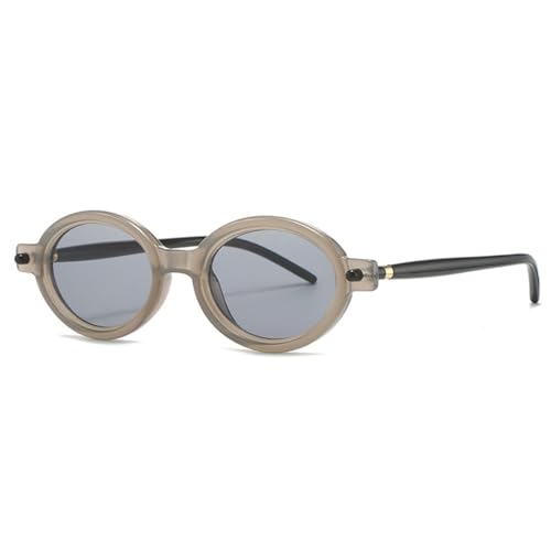 Lunettes de soleil ovales bicolores vintage grises pour femme