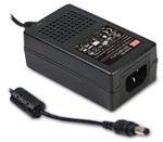 MEAN WELL GST18A24-P1J 3 Wire AC-DC High Reliability Industrial Table Top Power Supply, 2.1mm Plug Level VI, 24 Volt, 750 mA, 18 Watt