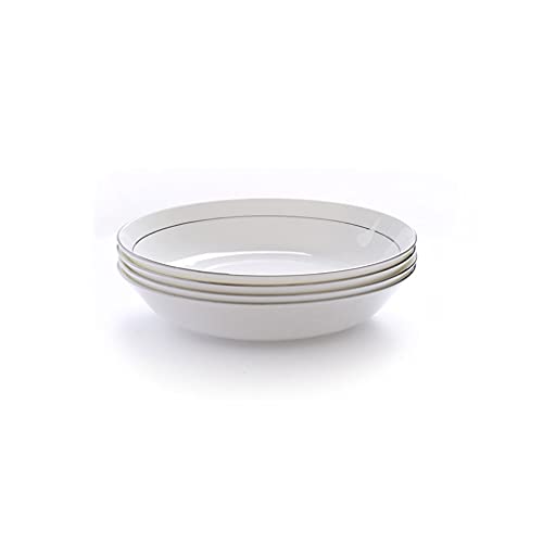 Assiettes à Salade Assiettes à Dessert Plaques de dîner Ensemble de 6 plaques de déjeuner blanc classiques en porcelaine avec dîner à rebord noire Restaurant de fête de dîner ronde servant des plats f