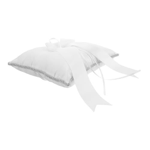 minkissy Elegant Square Pillow with Rhinestone Decor Wedding Ring Holder for Ceremony Versatile Accessory for Traditional Keepsake Memory for Bride