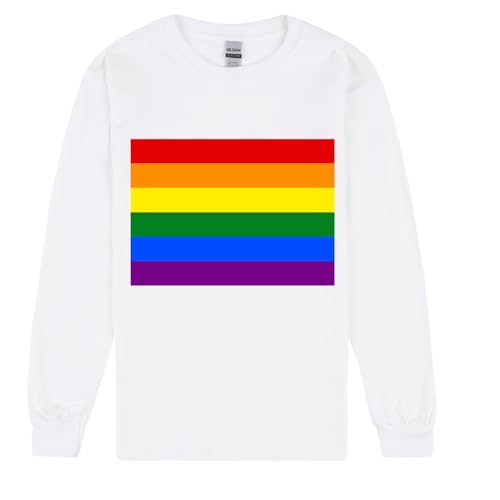 T-shirt manches longues homme LGBTQ Gay Pride blanc arc-en-ciel