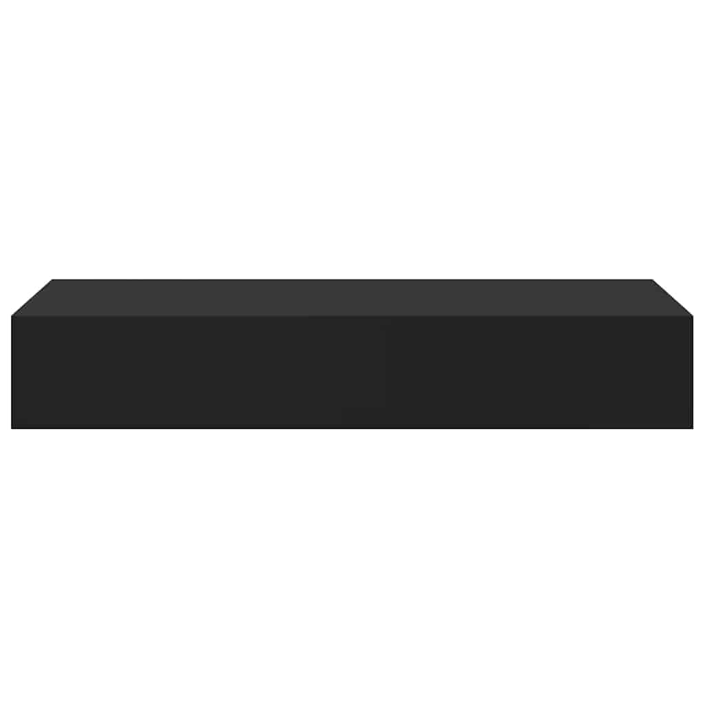 Estantería de pared con cajón, estante flotante negro de MDF y metal, moderno estante flotante para pasillo o sala de estar, 60 x 23,5 x 10 cm