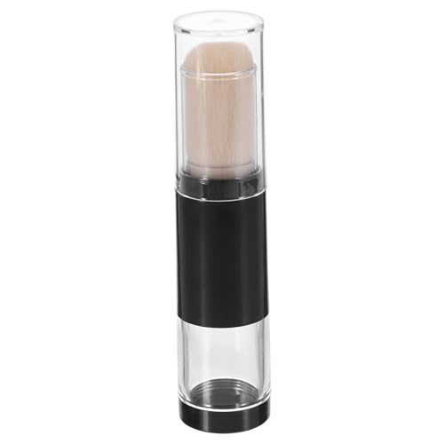 Healeved Brocha de Maquillaje Pequeña Recargable Contenedor Integrado para Polvos Sueltos y Base, Fibras Sintéticas Color Beige, Herramienta Compacta para Maquillaje de Viaje y Aplicación